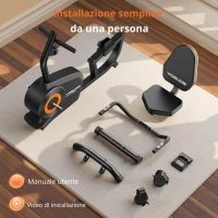Cyclette recumbente, 16 livelli di resistenza, funzionamento silenzioso, sedile regolabile, 99x51x114 cm, Nero(m-3)