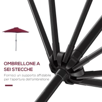 Outsunny Ombrellone da Giardino 2.6x2.4 m con Manovella e Testa Inclinabile, in Alluminio e Poliestere(m-8)