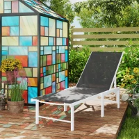 Outsunny Lettino Sdraio con Schienale Regolabile su 5 Livelli, in Acciaio e Textilene, 60x166x84 cm, Bianco e Grigio(m-10)