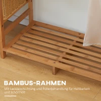 HOMCOM Garderoberek van Bamboe met Hanggedeelte, Schoenenrek, en Planken, Natuurlijk Hout(m-5)