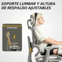 HOMCOM Silla de Oficina Ergonómica de Malla con Reposabrazos 3D Reclinable a 135° Reposacabezas Ajustable Beige(m-8)