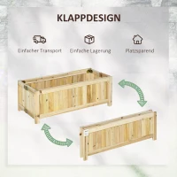 Outsunny verhoogd bed, opvouwbare plantenbak, bloembak voor tuin, natuur(m-4)