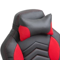 HOMCOM Bureaustoel Massagestoel met 6 Vibratiepunten Ergonomische Gamingstoel met Verwarmingsfunctie Kunstleer Rood 68 x 69 x 108-117cm(m-8)