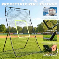HOMCOM Rebounder per Calcio e Baseball Pieghevole con Zona di Precisione, in PE e Metallo, 123x90x174 cm, Nero(m-4)