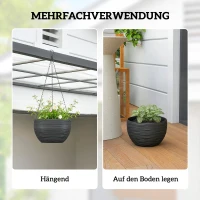 Outsunny Plantenvazen voor buiten- en kamerplanten, zelfbewatering, hangende plantenbakken met metalen kettingen, 4 stuks, zwart(m-4)