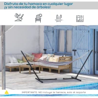 Outsunny Soporte para Hamaca de Jardín Ajustable en Longitud 313-388x109x116 cm Estructura de Metal para Interiores y Exteriores Carga Máx. 120 kg(m-6)