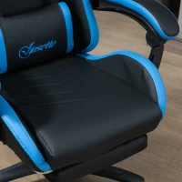 Vinsetto Bureaustoel, Gamingstoel met 1 Hoofdsteun, 1 Lendensteun, Blauw + Zwart(m-9)