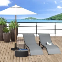 Outsunny Set 2 Sdraio da Giardino Pieghevoli, Lettino Prendisole in Alluminio e Textilene, 61x165x63 cm(m-10)