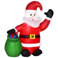 HOMCOM Babbo natale gonfiabile 70cm x 45cm x 120cm Rosso, Verde, Bianco
