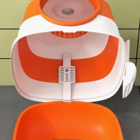 PawHut Kattenbak met Deksel en Strooischep, voor Katten tot 5 kg, 52x41x38 cm, Wit/Oranje(m-9)