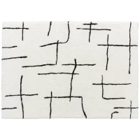 HOMCOM Modern Fluffy Area Rug, Geometric Pattern Washable Rug, Soft High Pile Floor Carpet for Living Room, Bedroom, Dining Room, Home Office, 170 x 120 cm, Cream(m-1)