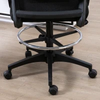 Vinsetto Bureaustoel, In Hoogte Verstelbare Bureau Stoel met Voetsteun, Mesh Rugleuning, Rolbaar, Kunststof, Zwart(m-8)