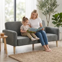 HOMCOM 2 Seater Sofa, Velvet Small Couch with 20cm Thick Padding, Wide and Deep Seat, Grey(m-8)