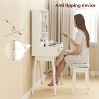HOMCOM Elegant Dressing Table, with LED Mirror - White(m-8)