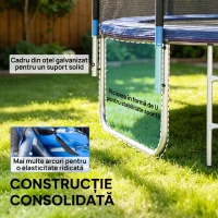 SPORTNOW Trambulină elastică cu scară și plasă de siguranță, din oțel și plastic, Ø180x200 cm, albastru(m-7)