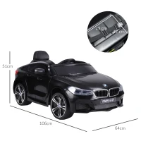 HOMCOM Voiture électrique Enfants 6 V 3 Km/h Max. Effets sonores et Lumineux télécommande Incluse Noir BMW 6 GT(m-3)