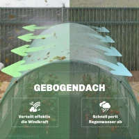 Outsunny Kas 3 x 2 x 2 m folietunnel met vergrendelbare openslaande deur 6 oprolbare gaasramen steunstangen(m-9)