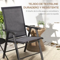 Outsunny Conjunto de 2 Sillas de Camping Plegables con Reposabrazos para Jardín Terraza Carga 110 kg 58x64x94 cm Gris Oscuro(m-4)