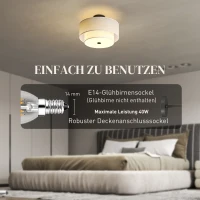 HOMCOM Plafondlamp, hanglamp met dubbele linnen lampenkappen, Crème-wit(m-5)