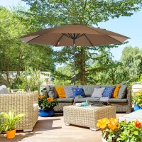 Outsunny Sombrilla de Jardín con Manivela y Techo Inclinable y para Patio Terraza Exterior Ø300x252 cm Marrón(m-10)