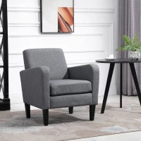 HOMCOM Modern Accent Chair, Occasional Chair with Rubber Wood Legs for Living Room, Bedroom, Grey(m-2)