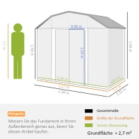 Outsunny Tuinhuis gereedschapsschuur tuinhuis, weerbestendig, 2 ramen, 2 deuren, 238 x 132 x 198,5 cm, Donkergrijs(m-3)
