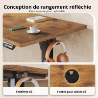 Bureau assis-debout électrique, moteur silencieux, 3 positions mémoire, système anti‑collision, 100×60 cm, 72–118 cm, 100x60x72-118 cm, marron(m-4)