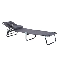 Outsunny ligbed met leesgat 190 cm x 56 cm x 28 cm, grijs(m-10)
