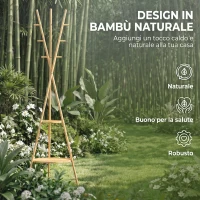 HOMCOM Albero Porta Abiti con 9 Ganci e 2 Ripiani, Naturale(m-7)