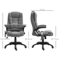 Vinsetto® kantoorstoel massagestoel draaistoel in hoogte verstelbaar 130° hoek linnen grijs 67 x 85 x 116 cm(m-3)