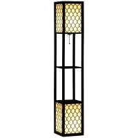 HOMCOM vloerlamp in modern design, 2 schappen, trekkettingschakelaar, 26 cm x 26 cm x 156 cm, zwart+wit(m-10)