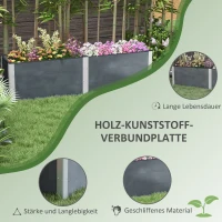 Outsunny Hoge plantenbak met open bodem, hoge zijkanten, weerbestendig, aluminium frame, 200 x 50 x 56 cm, Grijs(m-6)
