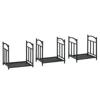Outsunny Haardhoutrek voor binnen 46 x 32 x 126 cm – 3 niveaus, 4 haakjes, metaal, zwart(m-10)