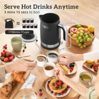 HOMCOM Sleek Textured Kettle and Four-Slice Toaster Set - Black(m-4)