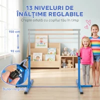 HOMCOM Bară pentru Gimnastică Artistică sau Dans Clasic Reglabilă pe Înălțime 92-150 cm, Albastră(m-4)