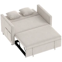 HOMCOM 3-in-1 2‑Sitzer Schlafsofa, Clic‑Clac Schlafsofa aus hollandischem Samt, verstellbare Rückenlehne, 2 Kissen, Beige(m-1)