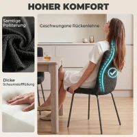 HOMCOM Eetkamerstoelen set van 2, keukenstoelen met fluwelen bekleding en metalen poten, donkergrijs(m-5)