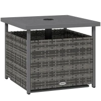 Outsunny Outdoor Rattan Wicker Coffee Table w/ Umbrella Hole Suitable for Garden Garden(m-1)