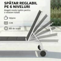 Outsunny Șezlong cu Roți, Spătar Reglabil, Cadru din Aluminiu, Cu Capitonare, Greutate Maximă 120 kg, Alb(m-4)