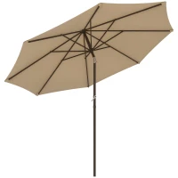 Outsunny Parasol de jardin Ø 2,63 m en métal Rond Polyester 180g/m² manivelle inclinable beige(m-11)