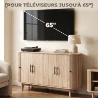 HOMCOM Buffet salon, meuble de rangement ovale avec 6 portes et 2 étagères réglables, 147x40x76cm, chêne(m-7)