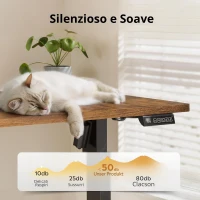Scrivania regolabile in altezza elettricamente, motore silenzioso con memoria a 3 posizioni e sistema anti-collisione, 120L x 60P cm, 120x60x72-120 cm, Marrone(m-7)