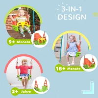 Outsunny 3-in-1 babyschommel, kinderschommel met verstelbaar touw, groen(m-4)