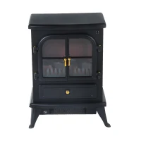HOMCOM Caminetto Elettrico da Terra Potenza 950W/1850W in Ferro e Vetro Telecomando 42.5 x 28 x 54 cm Nero(m-4)