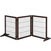 PawHut Hondenhek traphek voor honden veiligheidshek hondenhek grenenhout bruin(m-11)