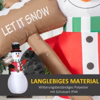 Outsunny Opblaasbare sneeuwpop van 180 cm met kerstversiering met bord en led-verlichting(m-6)