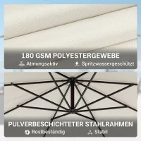 Outsunny Parasol afneembare zwevende parasol zwengelparasol met handkruk crème(m-5)