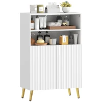 HOMCOM Dulap de baie modern cu 2 rafturi deschise și dulap cu uși amortizate, 60x31,8x93 cm, alb(m-11)