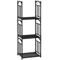 Outsunny Haardhoutrek voor binnen 46 x 32 x 126 cm – 3 niveaus, 4 haakjes, metaal, zwart(m-1)
