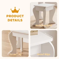 HOMCOM Kids Dressing Table Set, with Mirror and Drawer - White(m-6)